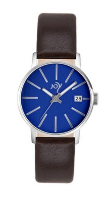 Joy Quartz with Blue Dial Analogue Display and Brown Leather Strap JW623