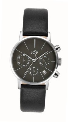 Joy Quartz with Grey Dial Chronograph Display and Black Leather Strap JW630