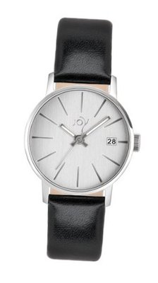Joy Quartz with Silver Dial Analogue Display and Black Leather Strap JW624