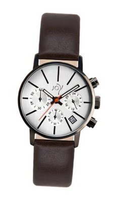 Joy Quartz with Silver Dial Chronograph Display and Brown Leather Strap JW631