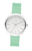 Joy Quartz with White Dial Analogue Display and Green Leather Strap JW618