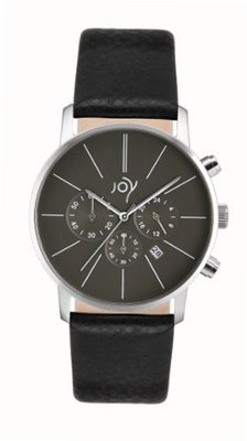 Joy Unisex Quartz with Grey Dial Chronograph Display and Black Leather Strap JW628