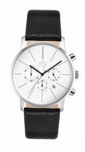 Joy Unisex Quartz with Silver Dial Chronograph Display and Black Leather Strap JW627