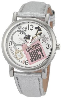 Juicy Couture 1900810 Happy Silver Metallic Leather Strap