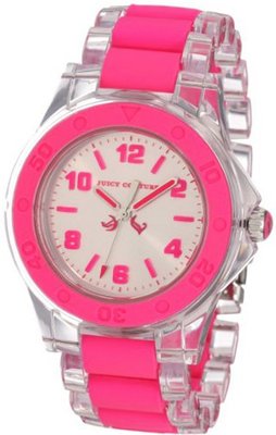 Juicy Couture 1900867 Rich Girl Clear Plastic Bracelet With Neon Pink Silicone Inlay