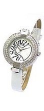Julius JA-312C White Round Dial with Heart Drawing White Leather Band Analog Woman Wrist