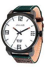 Julius JA-542C White Dial and Black Rim with Brown Leather Band Analog  Wrist