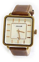 Julius JA-558MB White Dial and Brown Leather Band  Analog Wrist