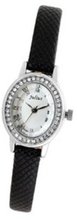 Julius JA-666A White Round Dial Black Leather Band Analog Woman Wrist With Black Leather Band