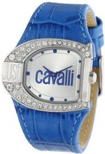 Just Cavalli R7251160501 Logo Stainless Steel Swarovski Crystal Blue Leather Strap