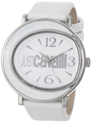 Just Cavalli R7251186645 Lac Stainless Steel White Genuine Leather Strap