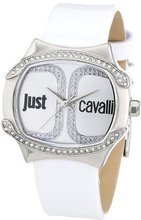 Just Cavalli R7251581503 Born Stainless Steel Swarovski Crystal White Leather