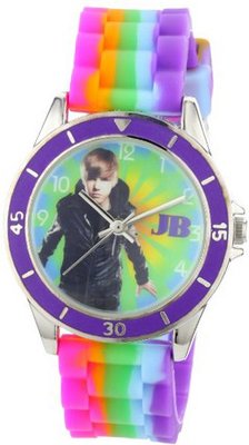 Justin Bieber Kids' JB1005 Round Multi-Colored Dial Tie Dye Silicone Strap