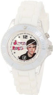 Justin Bieber Kids' JB1275 White Strap with Flashing Dial