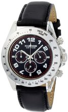 K&BROS 9423-5 Ice-Time Chronograph Black Dial Black Leather