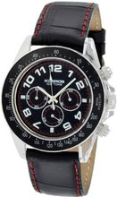 K&BROS 9423-6 Ice-Time Chronograph Black Dial Black Leather
