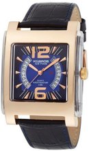 K&BROS 9520-2 Ice-Time Square Rose Gold-tone Blue Leather