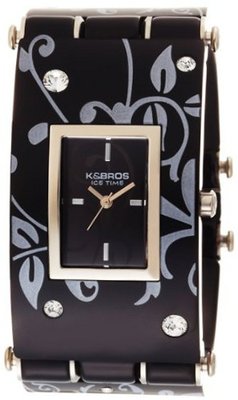 K&BROS 9535-3 Ice-Time Galassia Flower Black and Silver-tone