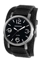 Kahuna KUC-0051G Oversized Black Leather Cuff