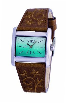 Kahuna Ladies Floral Design 3ATM Brown PU Strap Fashion AKLS-0139L