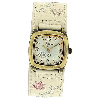 Kahuna Ladies Flower Design Cream Leather Strap Fashion KLS-0226L