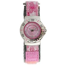 Kahuna Ladies-Girls Analogue Pink Flower 5ATM Water Resistant Velcro Strap