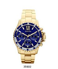 TRENDY FASHION Gold Metal Band with Blue Dial BY FASHION DESTINATION