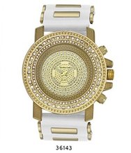 TRENDY FASHION White/Gold Bullet Band Silicon Strap , Hip-Hop Gold Case, Silver Dial BY FASHION DESTINATION