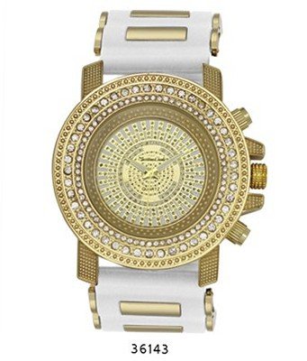 TRENDY FASHION White/Gold Bullet Band Silicon Strap , Hip-Hop Gold Case, Silver Dial BY FASHION DESTINATION