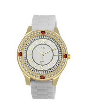 TRENDY FASHION White Silicon Strap , Gold Case, White Dial BY FASHION DESTINATION