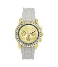 TRENDY FASHION White Silicon Strap , Gold Stone Case/Gold Dial BY FASHION DESTINATION