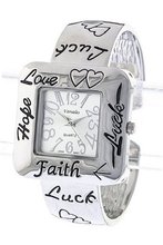 Trendy Fashion WORD ENGRAVED CUFF WATCH By Fashion Destination