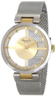 Kenneth Cole New York KC4987 Transparency Round Yellow Gold Transparent Dial Mesh Bracelet