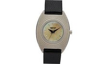 Kenneth Cole KC2446 Reaction Silver-Tone Black Leather