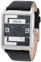 Kenneth Cole REACTION Unisex RK1277 Street Sport Silver Rectangle Brushed Case Analog Leather Strap