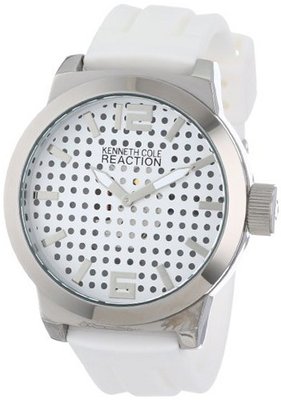 Kenneth Cole REACTION Unisex RK1319 Street Triple White Perforated Analog Dial
