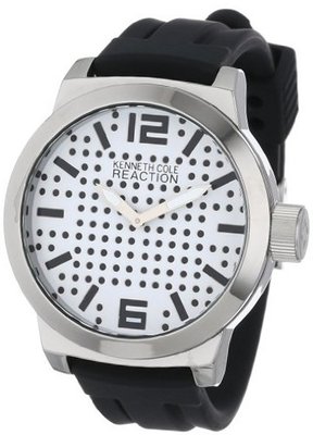 Kenneth Cole REACTION Unisex RK1323 Street Silver Round Case Perforated Dial Black Accents