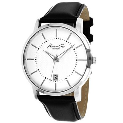Kenneth Cole KCW1011 New York White Dial Black Leather Strap Date