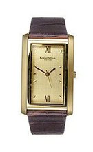 Kenneth Cole New York Champagne Patterned Dial Gold Tone Case Brown Leather KC1148