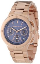 Kenneth Jay Lane 2125 Chronograph Blue Sunray Dial Rose Gold Ion-Plated Stainless Steel