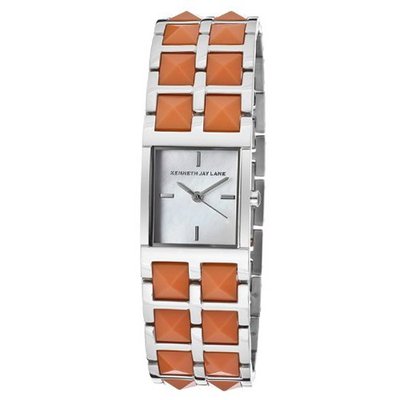 Kenneth Jay Lane KJLANE-1505 1500 Series Mother-Of-Pearl Dial Stainless Steel and Coral Resin