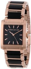 Kenneth Jay Lane KJLANE-1611 Black Textured Dial Rose Gold Ion-Plated Stainless Steel and Black Resin