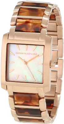 Kenneth Jay Lane KJLANE-1613 900 Series Mother-Of-Pearl Dial Rose Gold Ion-Plated Stainless Steel and Brown Tortoise Resin