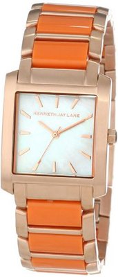 Kenneth Jay Lane KJLANE-1615 900 Series Mother-Of-Pearl Dial Rose Gold Ion-Plated Stainless Steel and Coral Tortoise Resin