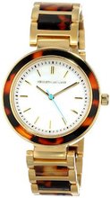 Kenneth Jay Lane KJLANE-2002 Mother-Of-Pearl Dial Gold Ion-Plated Stainless Steel and Brown Tortoise Resin