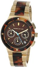Kenneth Jay Lane KJLANE-2101 Chronograph Brown Sunray Dial Gold Ion-Plated Stainless Steel and Brown Tortoise Resin
