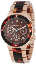 Kenneth Jay Lane KJLANE-2108 Chronograph Brown Sunray Dial Rose Gold Ion-Plated Stainless Steel and Brown Tortoise Resin
