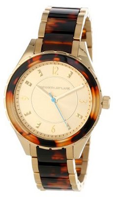 Kenneth Jay Lane KJLANE-2203 Gold Dial Gold Ion-Plated Stainless Steel and Brown Tortoise Resin