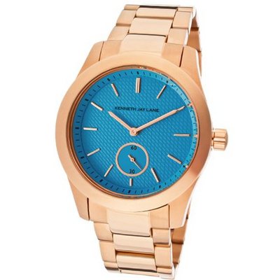 Kenneth Jay Lane KJLANE-2302B Blue Textured Dial Rose Gold Ion-Plated Stainless Steel