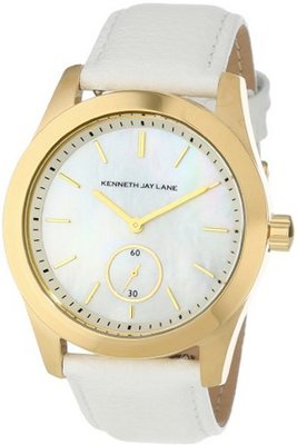 Kenneth Jay Lane KJLANE-2306S-02C 2300 Series Mother-Of-Pearl Dial White Leather